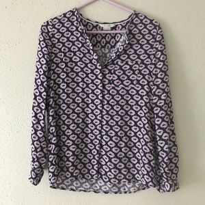 Boden Long Sleeve Purple Floral Top